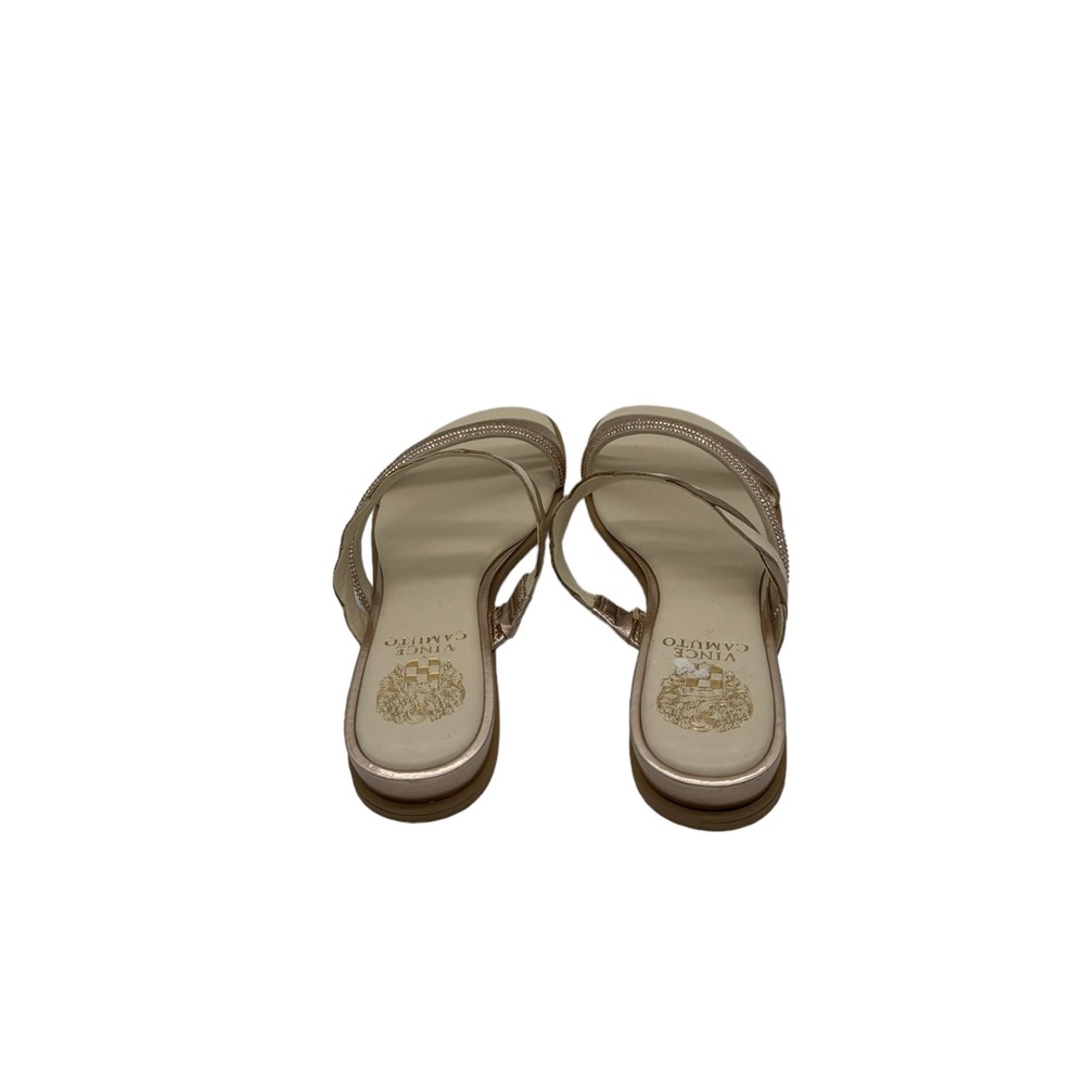 Vince Camuto Leather Gold Flat Sandals Size 9 - Picture 5 of 7